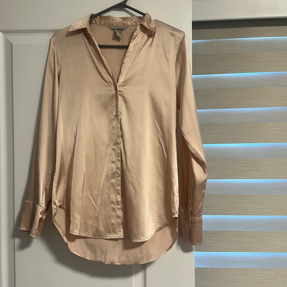 Silky Pink Button-Up Blouse